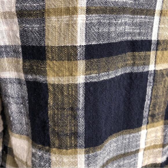 Fat Face navy blue tan and cream plaid button down top size 12 - Picture 10 of 15